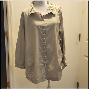 inae collection tunic button up shirt strechy roll tab sleeves
